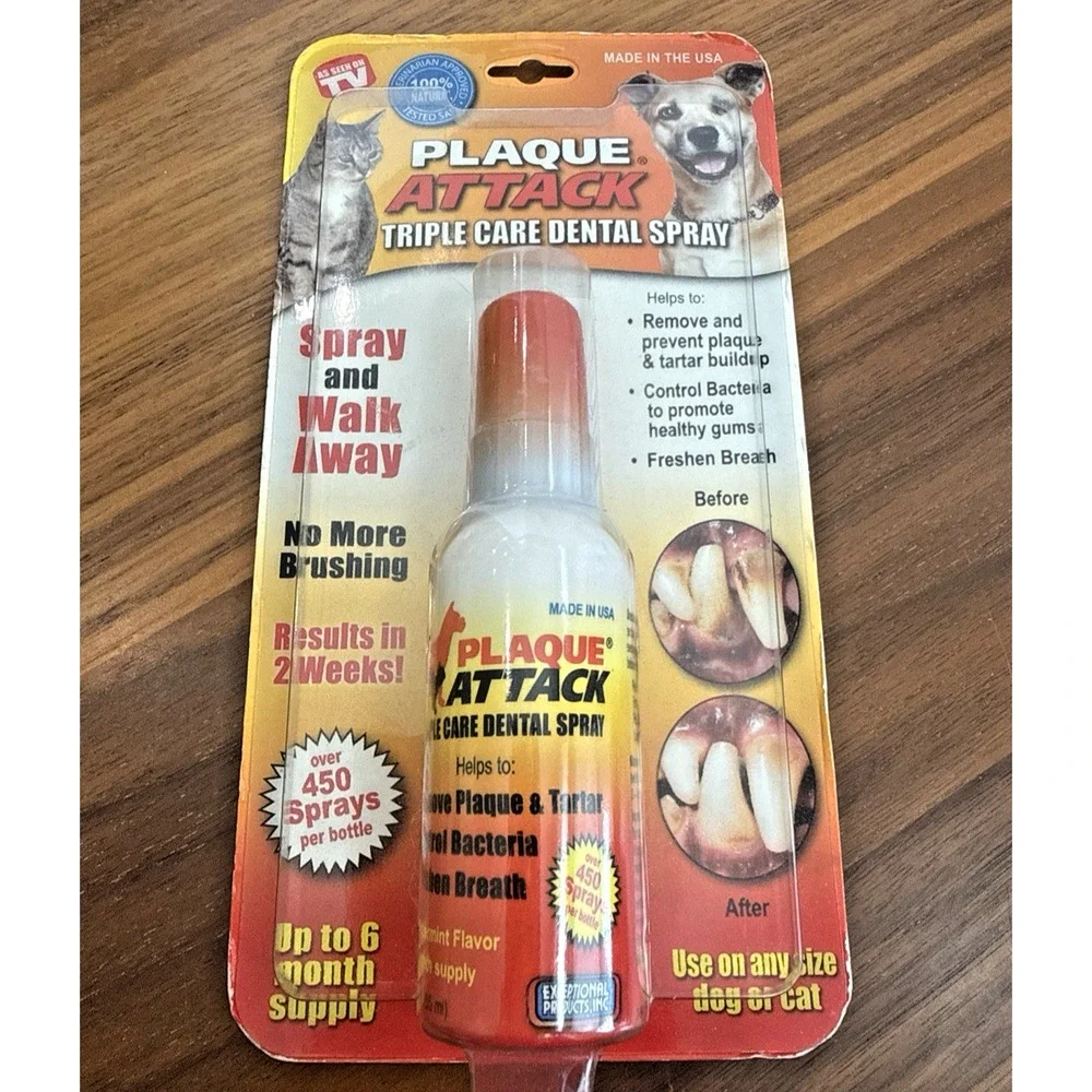 Vets Pref Plaque Attack Spray Dog Cat Bad Breath Teeth 6 Month Supply!!! 2.2oz